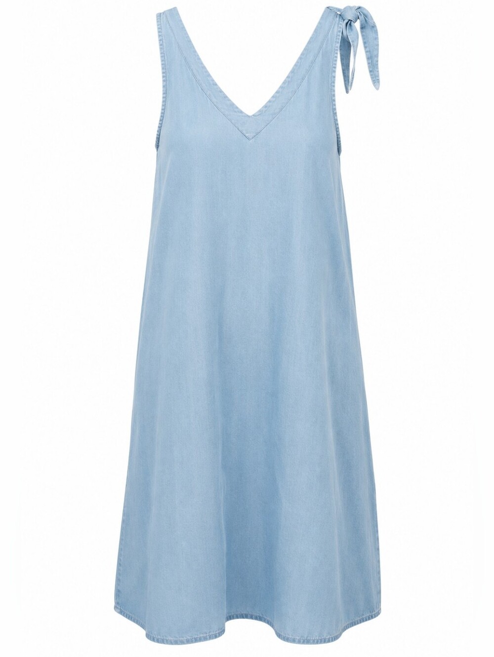 NWT Noisy May Haylie Endi Lyocell Shift Dress Tie Shoulder Blue L Scandi Coastal